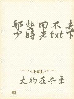 那些回不去的年少时光txt下载