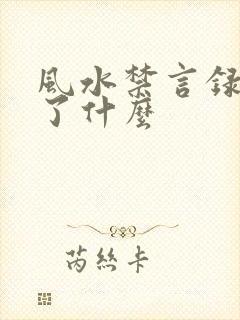 风水禁言录 写了什么