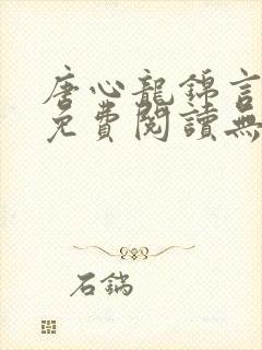 唐心龙锦言小说免费阅读无弹窗