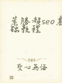 叶胜超seo基础教程