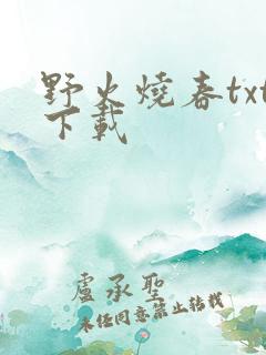 野火烧春txt下载