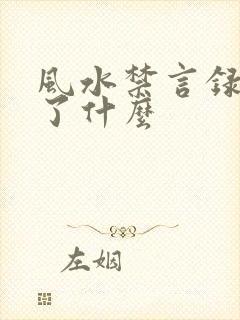 风水禁言录 写了什么