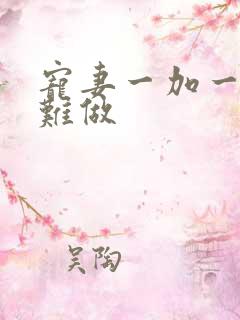 宠妻一加一老婆难做