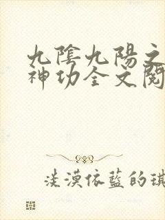 九阴九阳之阴阳神功全文阅读