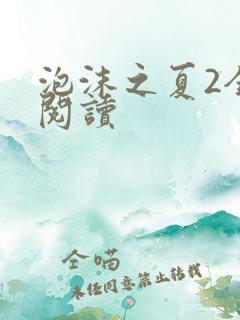 泡沫之夏2全文阅读