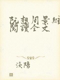 阮想周景维免费阅读全文