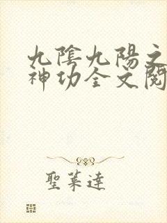 九阴九阳之阴阳神功全文阅读