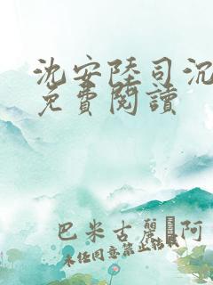 沈安陆司沉小说免费阅读