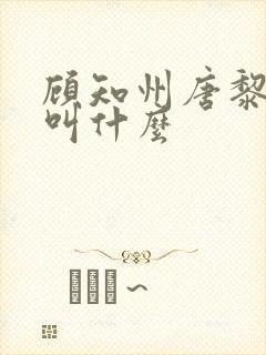 顾知州唐黎书名叫什么