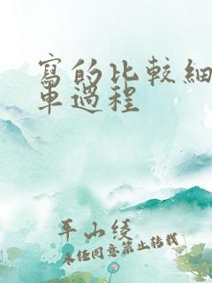 写的比较细的开车过程