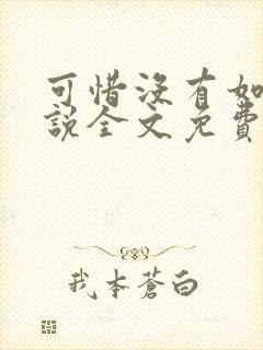 可惜没有如果小说全文免费阅读