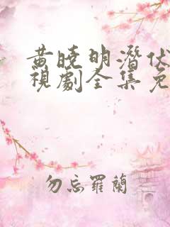 黄晓明潜伏者电视剧全集免费观看