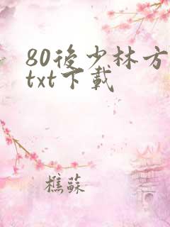 80后少林方丈txt下载