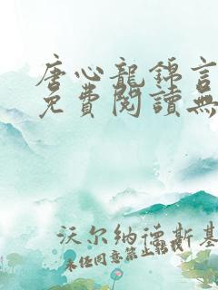 唐心龙锦言小说免费阅读无弹窗