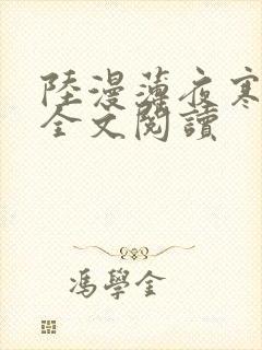 陆漫薄夜寒免费全文阅读