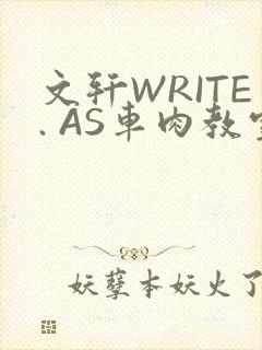 文轩WRITE. AS车肉教室