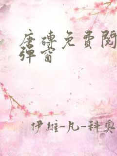 唐砖免费阅读无弹窗