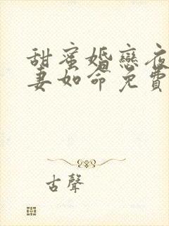 甜蜜婚恋夜少爱妻如命免费阅读