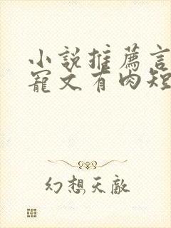 小说推荐言情甜宠文有肉短篇完结