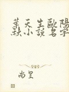 叶天生欧阳欣忆秋小说名字