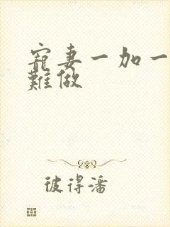 宠妻一加一老婆难做