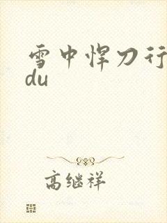 雪中悍刀行sodu