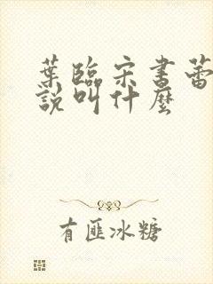 叶临宋书蕾的小说叫什么