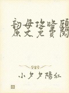 韵母攻略顾小暖原文免费阅读