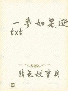 一梦如是逝水长txt