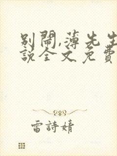 别闹,薄先生小说全文免费阅读