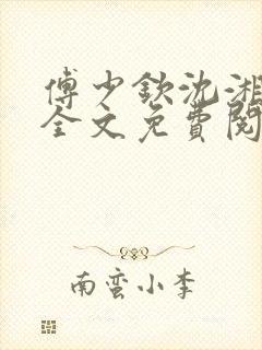 傅少钦沈湘小说全文免费阅读无广告