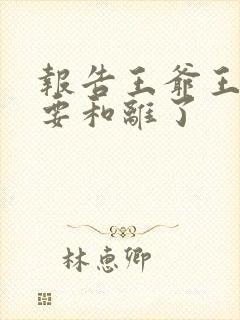 报告王爷王妃又要和离了