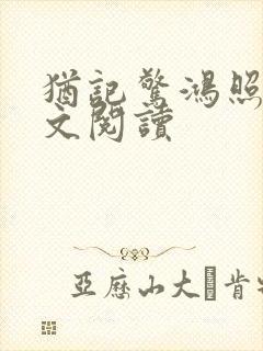 犹记惊鸿照影全文阅读