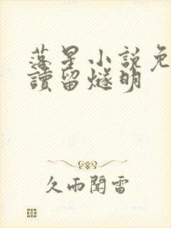 落星小说免费阅读留燧明