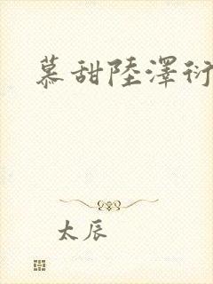 慕甜陆泽衍小说