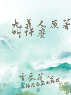 九义人原著小说叫什么