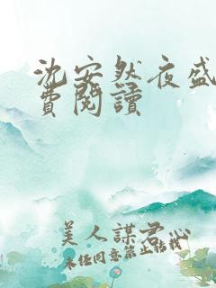 沈安然夜盛霆免费阅读