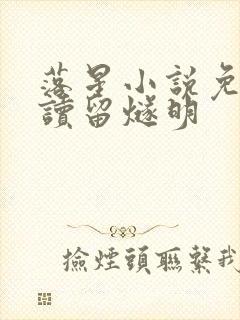 落星小说免费阅读留燧明