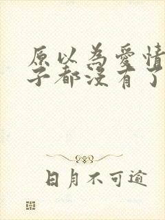 原以为爱情这辈子都没有了