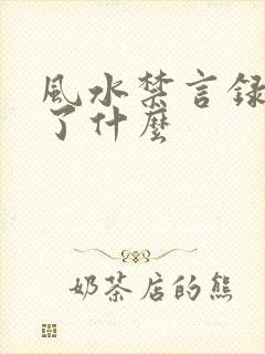 风水禁言录 写了什么