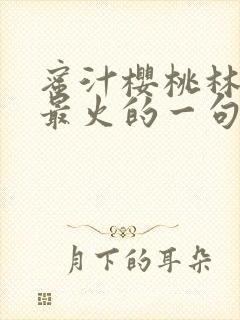 蜜汁樱桃林妙妙最火的一句