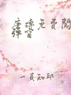 唐砖免费阅读无弹窗