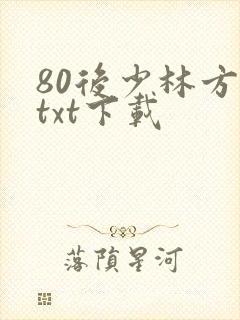 80后少林方丈txt下载