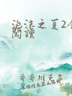 泡沫之夏2全文阅读