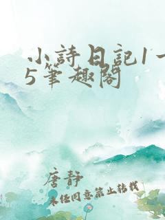 小诗日记1一15笔趣阁