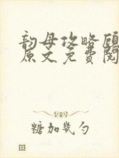 韵母攻略顾小暖原文免费阅读下载