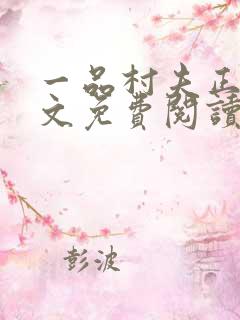 一品村夫正版全文免费阅读