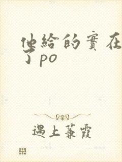 他给的实在太多了po