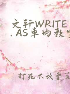 文轩WRITE. AS车肉教室