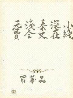 元浅秦深小说免费全文在线